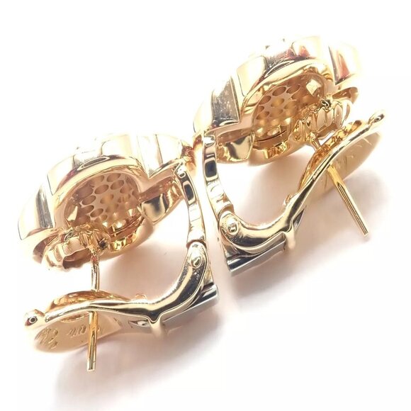 Authentic! Van Cleef & Arpels 18k Yellow Gold Diamond Pure Alhambra Earrings - Picture 6 of 12